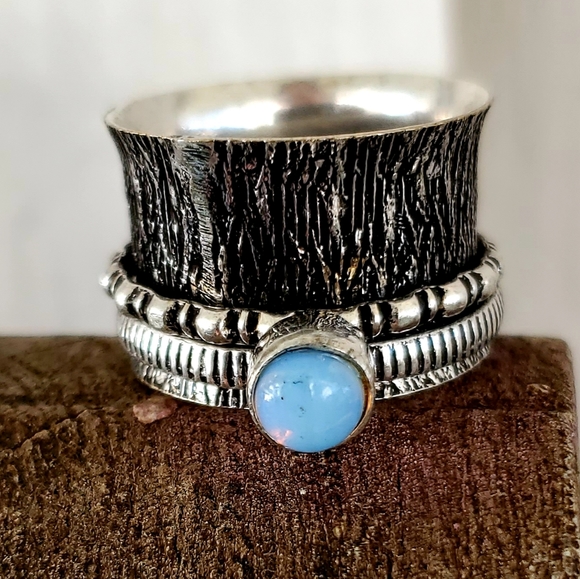 New Opalite 925 Silver Spinner Meditation Ring. - Picture 5 of 8